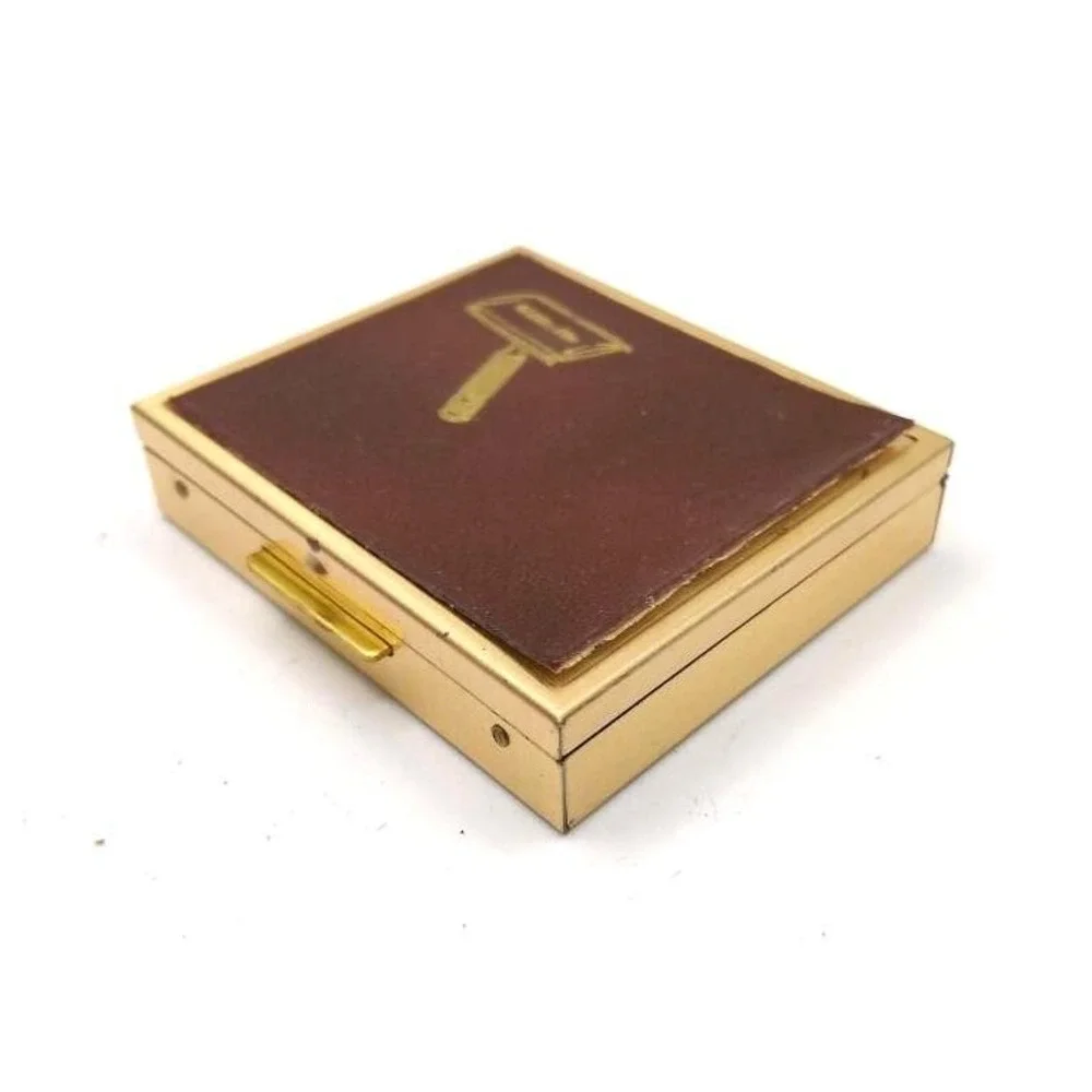Vintage Gillette Razor Set Small Gold Toned Travel Case 1950s 60s
